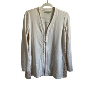 LOGO Lounge Full Zip Lace Detail Sweater with Pockets - Size XS